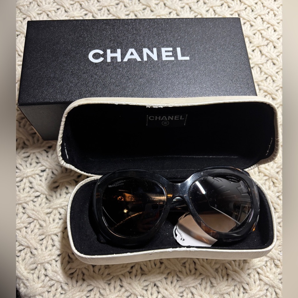 Authenticated Chanel Sunglasses with Case and Box